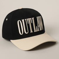 OUTLAW 3D Letter Embroidered Two-Tone Trucker Hat: CRM-BLK / ONE SIZE