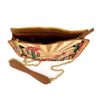 Desert Sunrise Beaded Cactus and Floral Crossbody Handbag