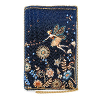 Fairy Dust and Floral Blue Beaded Crossbody Phone Bag