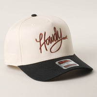 Howdy Embroidered Classic Two-Tone Trucker Hat : RED/NATL / One Size