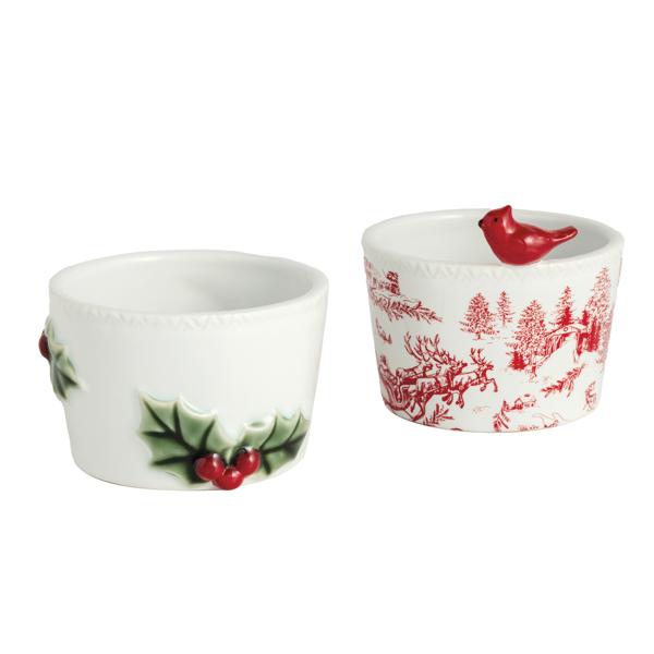 Cardinal & Holly Tidbit Bowl Set