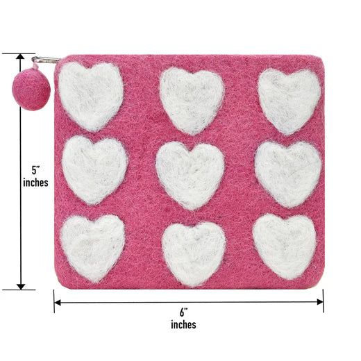 Nine Hearts Felted Coin Purse