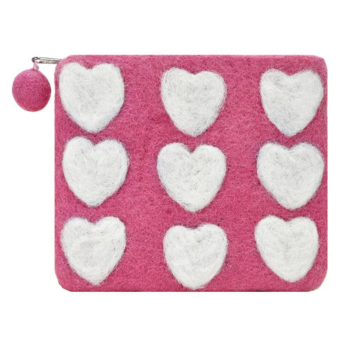 Nine Hearts Felted Coin Purse
