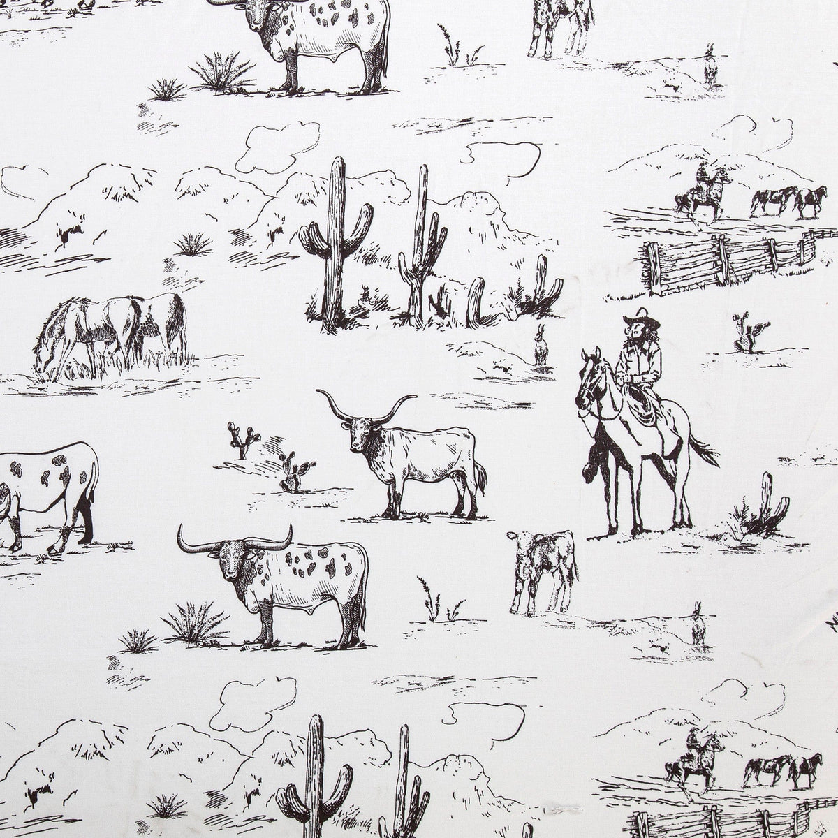 200TC Cotton Ranch Life Sheet Set- Black and White