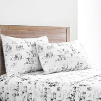 200TC Cotton Ranch Life Sheet Set- Black and White