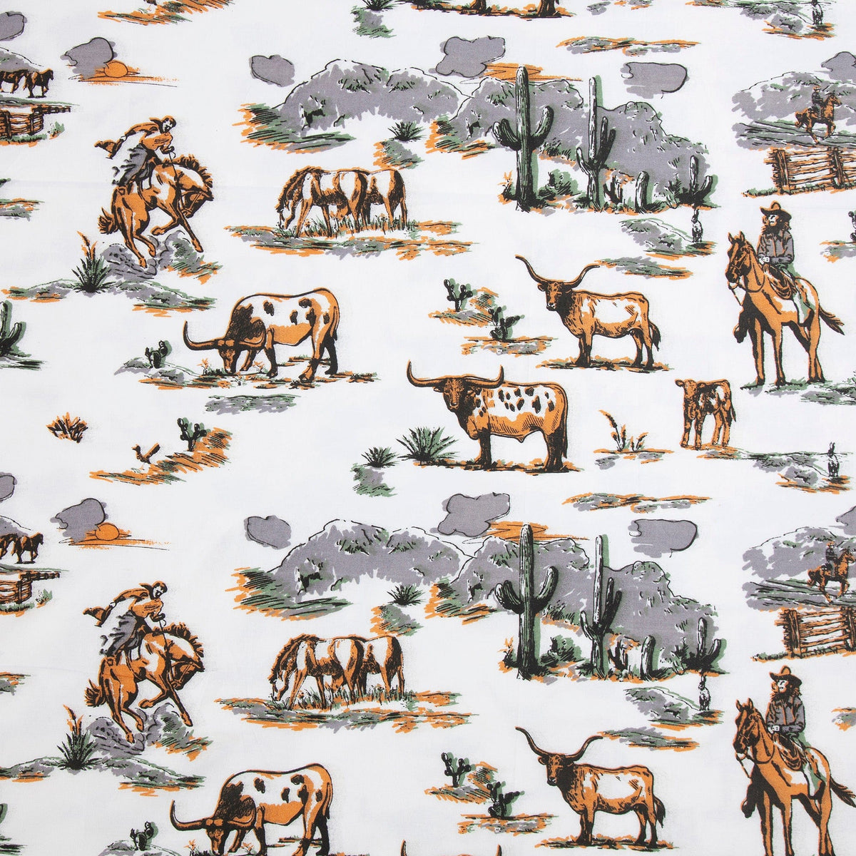 200TC Cotton Ranch Life Sheet Set- Rust and Green