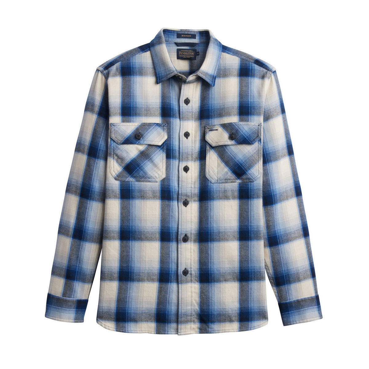Men's Pendleton Plaid Burnside Cotton Flannel Shirt - Blue/Ecru
