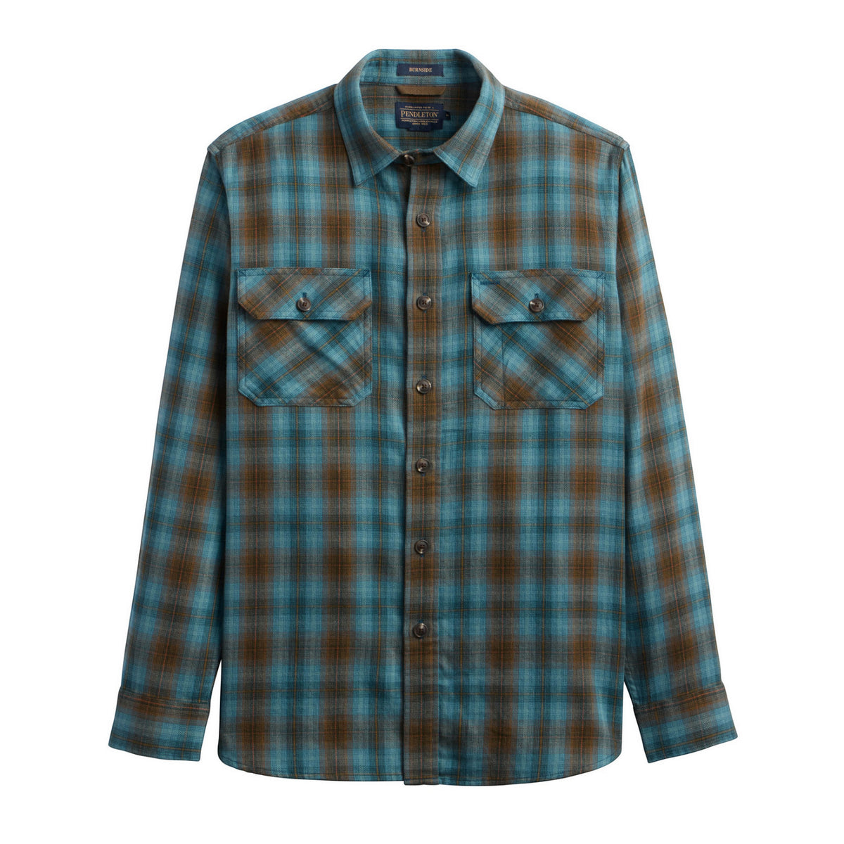 Pendleton Men’s Plaid Burnside Cotton Flannel Shirt - Sea Blue Multi
